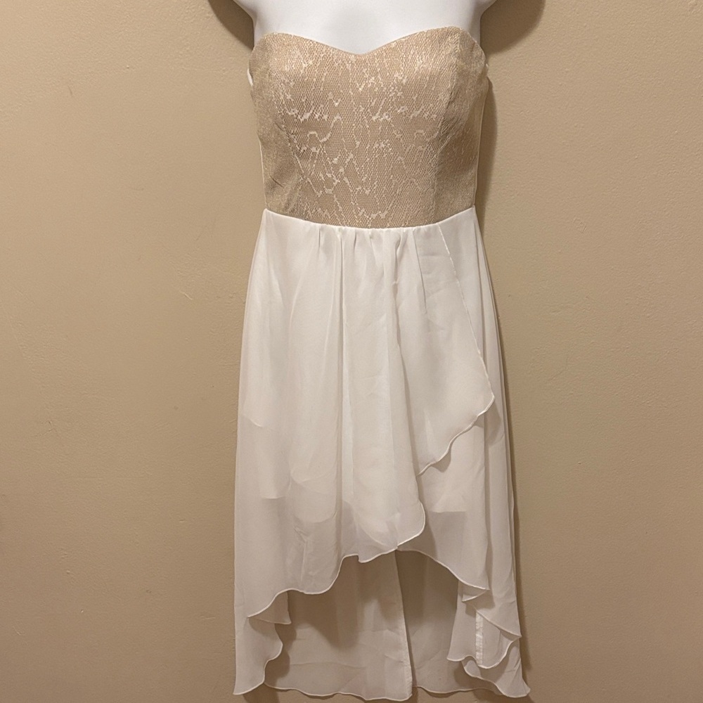 Trixxi Strapless Cream and White Dress